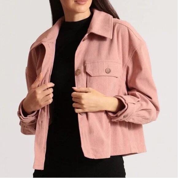 Avec Les Filles x Anthropologie Corduroy Shacket Rose Pink Relaxed Size XL - Picture 1 of 12